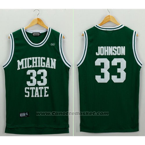Maglia NCAA Michigan State Spartans Magic Johnson #33 Retro Verde